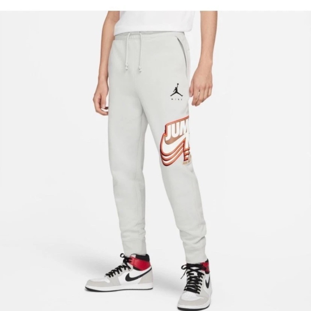 Nike Air Jordan Jump Man Bulls 91 92 93 Light Gray Sweat Pants Men Size L NWT
